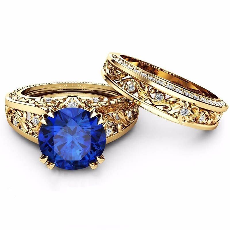 RBNYD Fashion Engagemen Zircon Crystal Ring Girl Girl Wedding Ring Set Lover Wedding Jewelry Christmas Gift 2019 Hot YR013