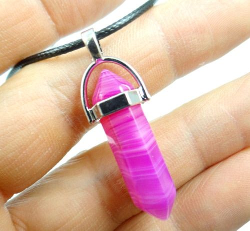 Natural stone lapis Opal Pink Purple Crystal Stone Hexagonal Column Pendant Necklaces Leather Chains Necklace Fashion Jewelry