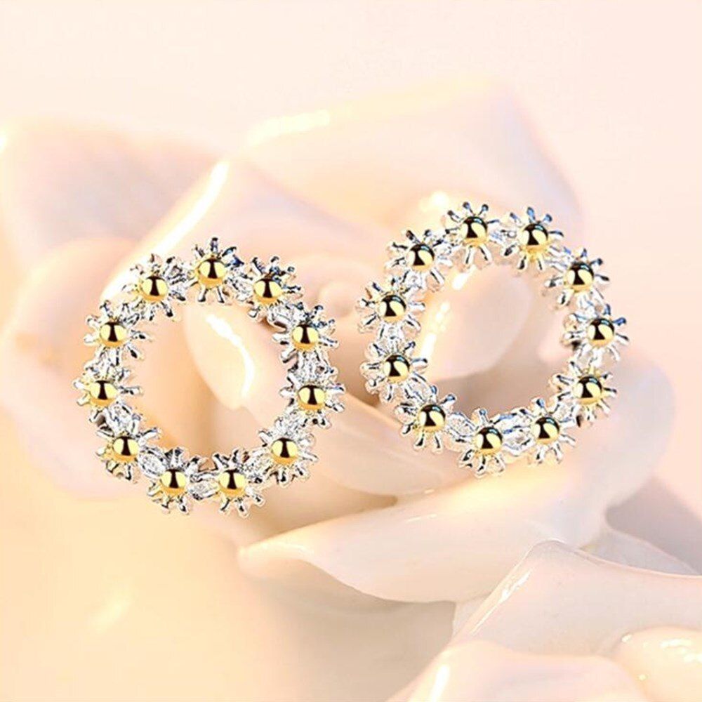 Stud Earrings Woman Fashion Jewelry Retro Sun Flower Circle Tremella Stud Earrings