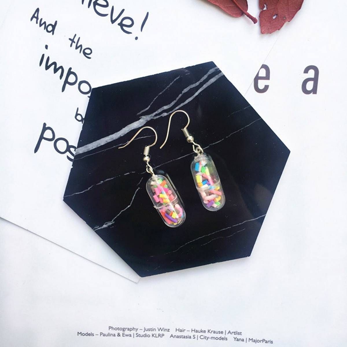 2020 Creative Hand Made Funny Earrings Random Capsules Villain Earrings Funny Cartoon Translucent Ear Clips Student Earrings
