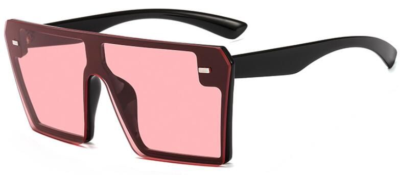 clear red2020 Fashion Big Square Sunglasses Ladies Flat Top Black Gradient Oversized Glasses Trendy Women Men Shades UV400