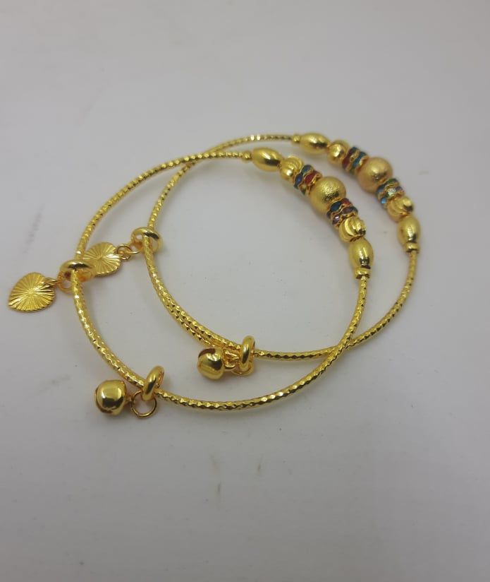 Gold Plated Metal Bangle Set Adjustable For Baby - 2 Pcs Set ( 0 Month -2 Years)