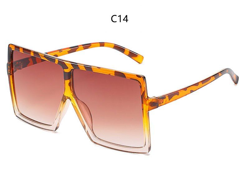 C14 leopard teaCandy Colors Oversized Square Sunglasses Unisex Green Purple Pink Shades Vintage Hispter Streetwear Glasses For Women Men UV400