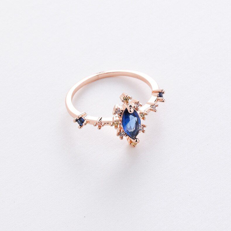 2020 New Korean New Style Micro-inlaid Crystal Zircon flower Ladies Square Adjustable Ring Fashion Water Drop Party Jewelry Gift