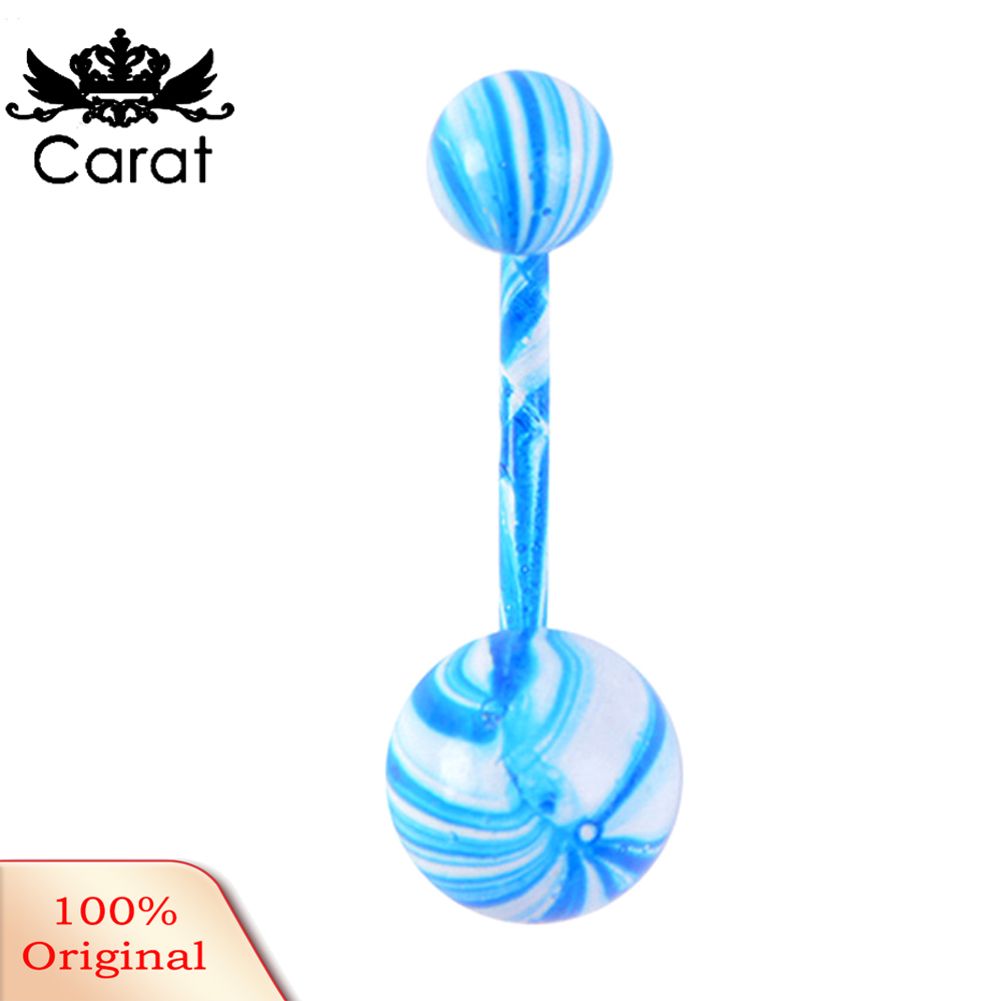 Carat 1/9Pcs Women Color Coat Dual Ball Barbell Belly Button Navel Ring Piecing Jewelry