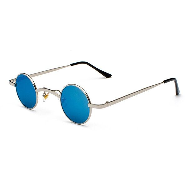 C4 Blue mirrorPro Acme Brand Designer Small Round Steampunk Red Sunglasses Men Women Metal Frame Vintage Sun Glasses High Quality UV400 PC1029