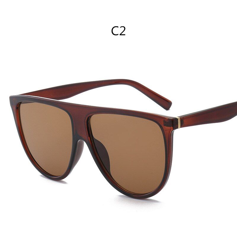 C2Large Frame Sun Glasses For Women Luxury Brand Designer Sunglasses Vintage Flat Top Clear Lens Black Shades Eyewear Okulary