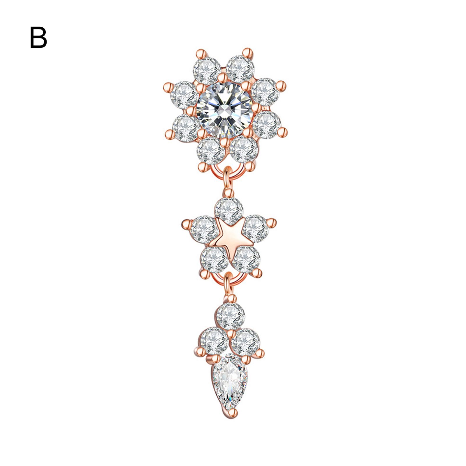 Belly Button Ring Flower Pendant y Electroplating Piercing Navel Nail
