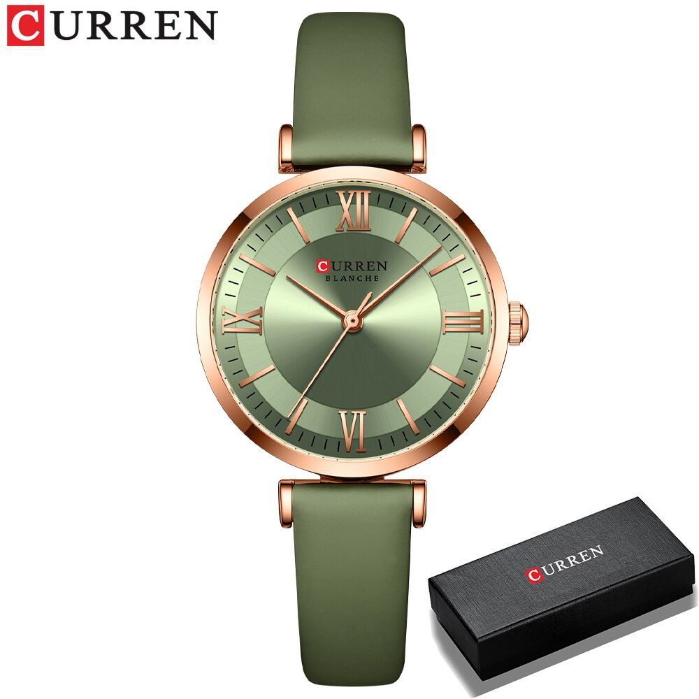 CURREN Women Watch Top Brand Luxury Ladies Casual Wrist Watches Leather Waterproof Quartz Girl Clock Reloj Mujer Montre Femme
