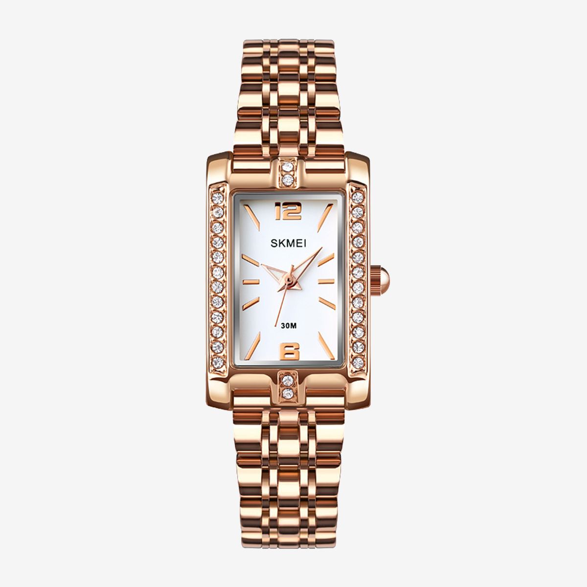 SKMEI Women Fashion Watch Elegant Quartz Leather Stainless Steel Watch Waterproof Ladies Wrist Watch For Women 1690