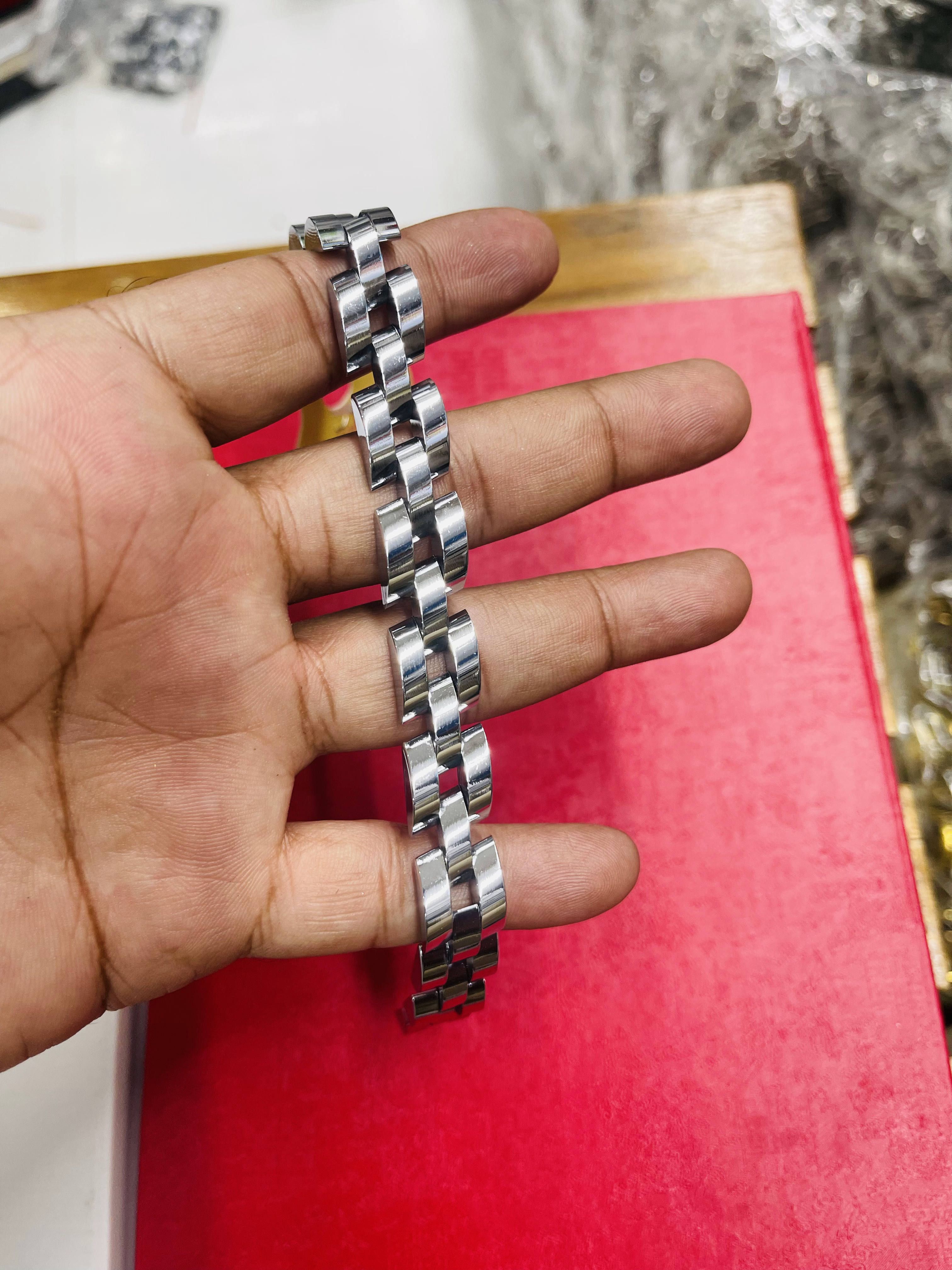 Silver Franco Figaro Chain Bracelet - Men's Bracelet - Stainless Steel Bracelet - Men's Chain Bracelet - Mens Jewelry - Bracelet by Modern Out