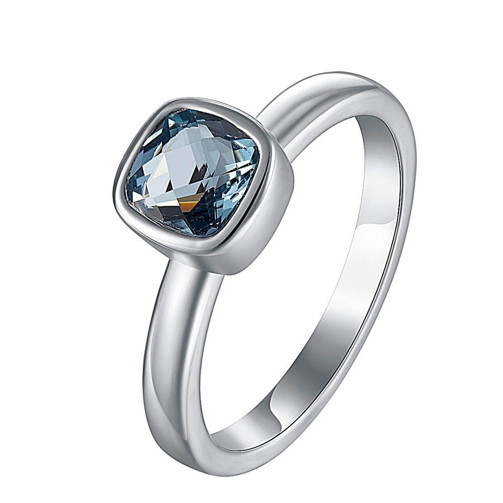 DreamCarnival 1989 Solitaire Wedding Engagement Rings Women Light Blue Color Square Stone Girls Daily Fashion Jewelries WA11266B
