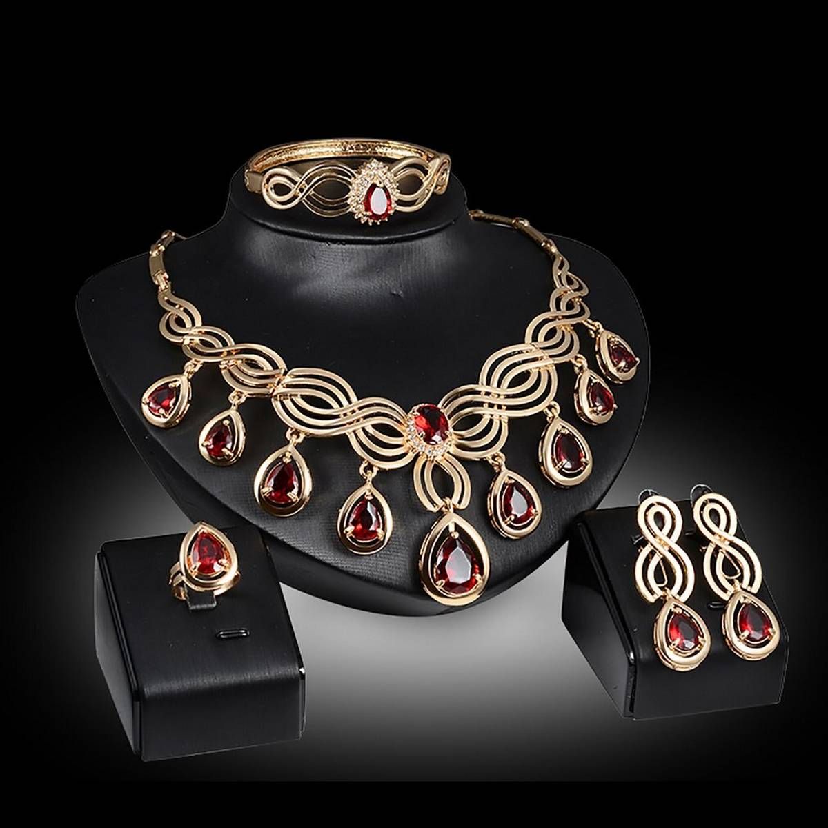 61154068 Girls Ornament Lady Charming Women Bracelet Pair Ear Stud Vintage Female Fingle Ring