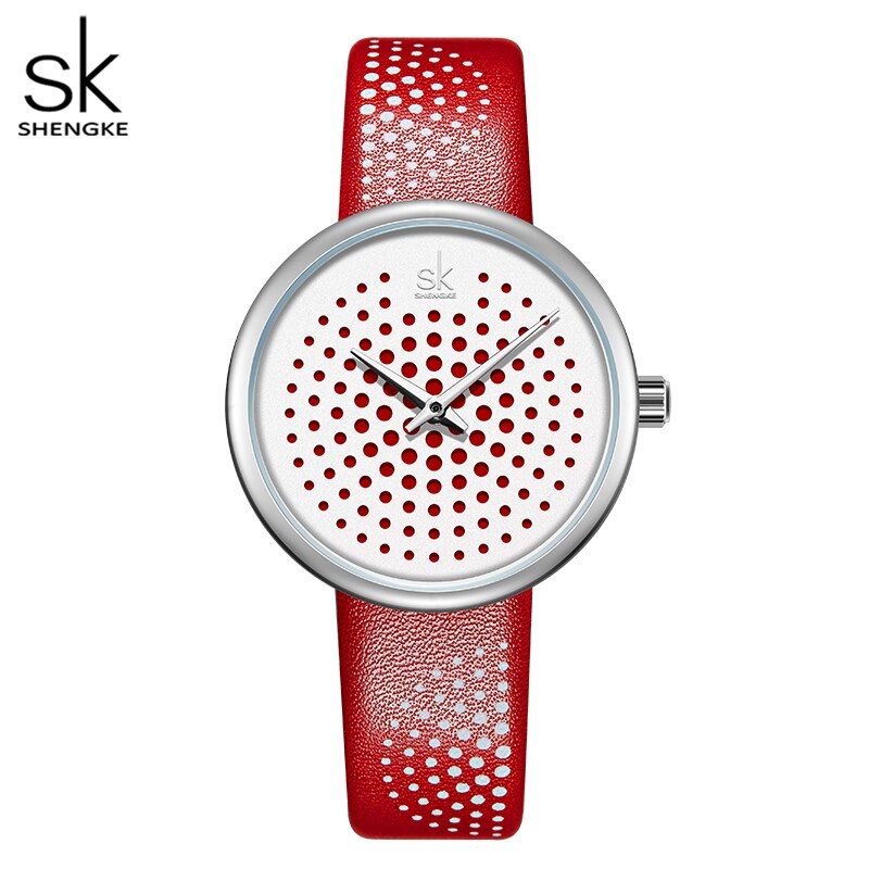 SHENGKE Fashion Plaid Dial Luxury Lady Wristwatches Women Quartz Watches Female Classic Clock Waterproof Watch Relogio Feminino