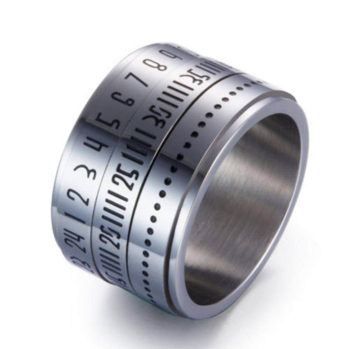 Men's Gift Ring Multi Layer Spinner Rotating Arabic Calendar Time Titanium Steel Finger Rings Hobby & Collection