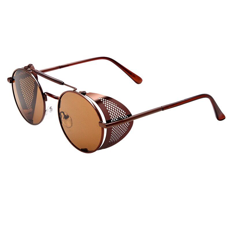 C5JZU Vintage Retro Round Metal Sunglasses Steampunk Men Women Brand Designer Glasses Oculos De Sol Shades UV400 Protection