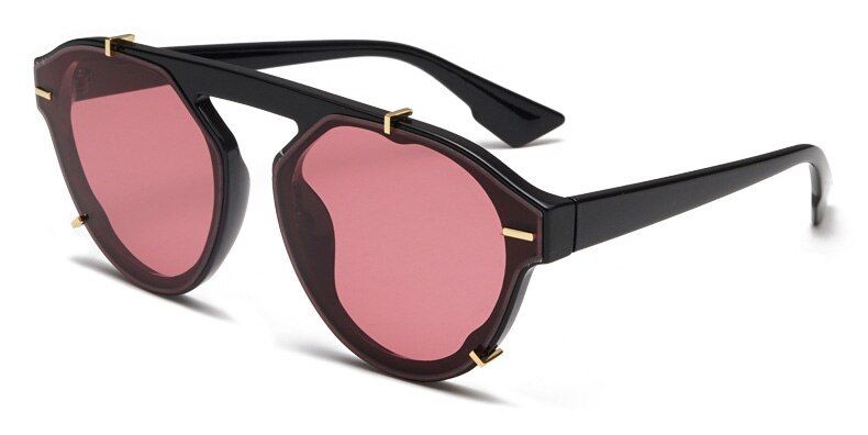 Clear RedSHAUNA Nail Decoration Retro Rimless Sunglasses Women Brand Designer Fashion Round Shades Men