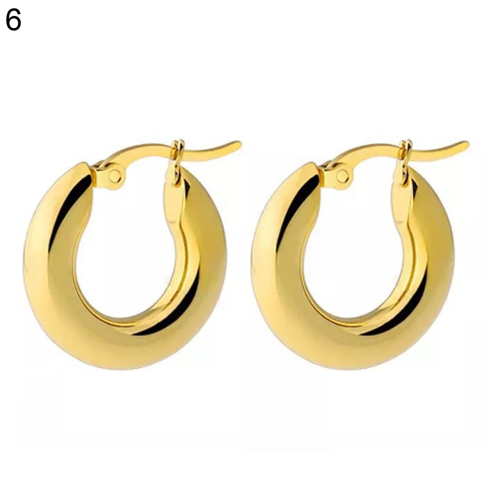 Women Hoop Earrings All Match Round Thicken Hoop Earrings