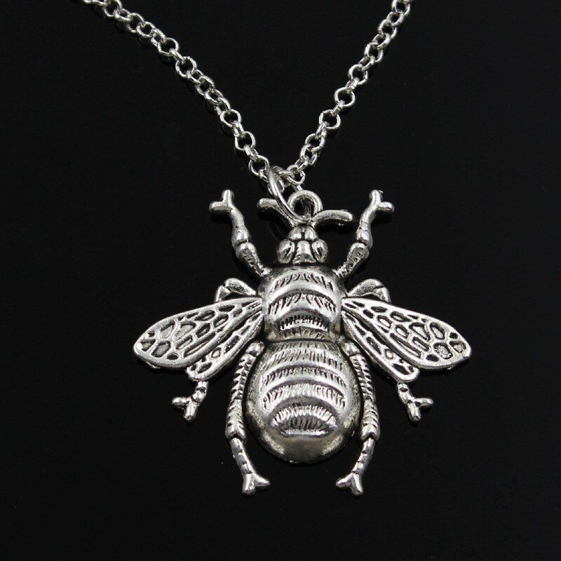 New Fashion Hornet Honey Bee Pendants Round Cross Chain Short Long Mens Womens Silver Color Necklace Jewelry Gift