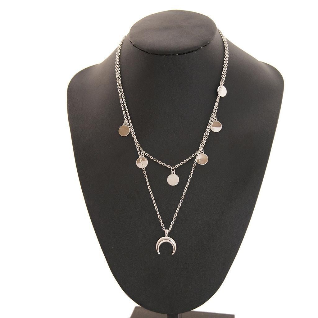Korean Fashion 2019 New Necklace Wild Temperament Round Moon Multilayer Ladies Explosion Models Wholesale Pendant Necklace