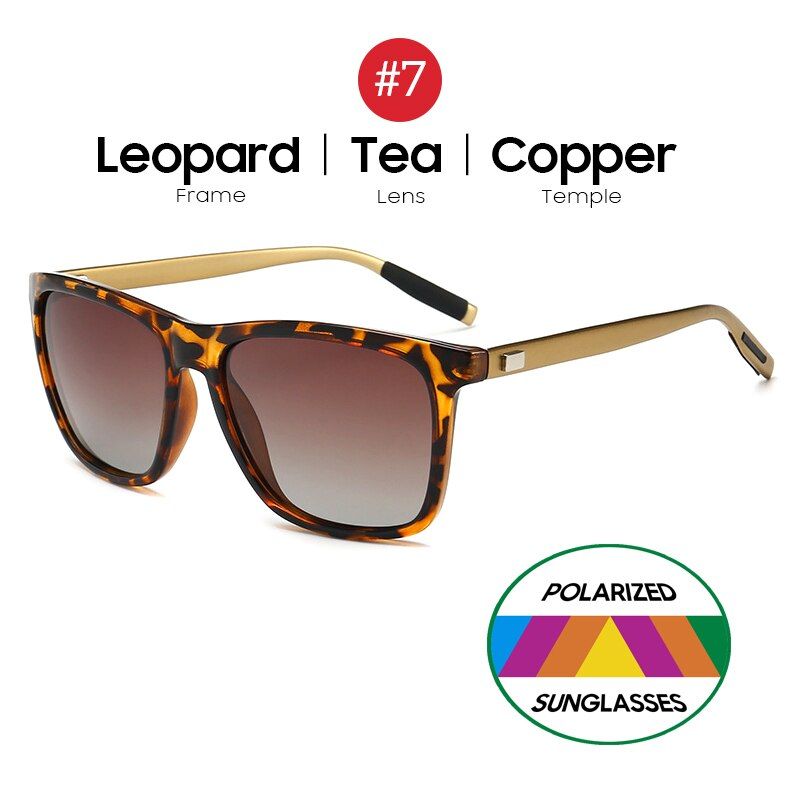 7 Lepard TeaVIVIBEE Luxury Square Polarized Sunglasses Men Driving Blue Mirror Lens Classic Unisex Sun Glasses 2021 Trends Women Shades