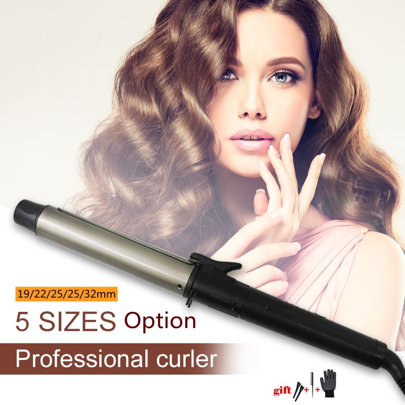 19/22/25/28/32mm Hair Care Styling Hair Curler Ceramic Rollers Iron Tools Wave Magic Style-156-Black