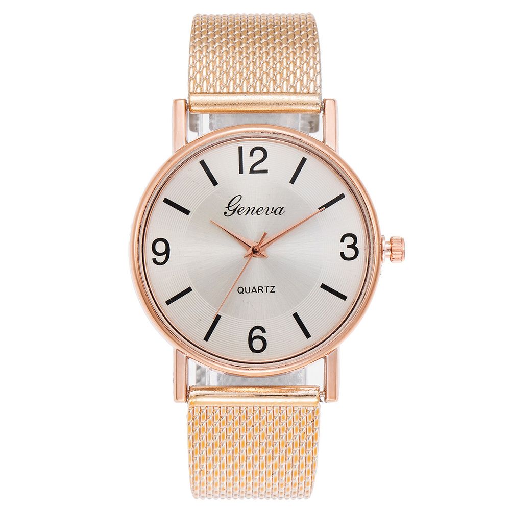 G-eneva Minimalist Analog Big Round Dial Mesh Band Women Quartz Wrist Watch Gift