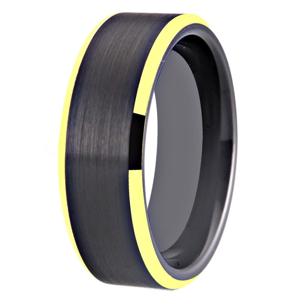 Black Gold Color Tungsten Ring Men Carbide Wedding Band Engagement Rings Free Engraving Anniversary Jewelry Matte Finish Ring