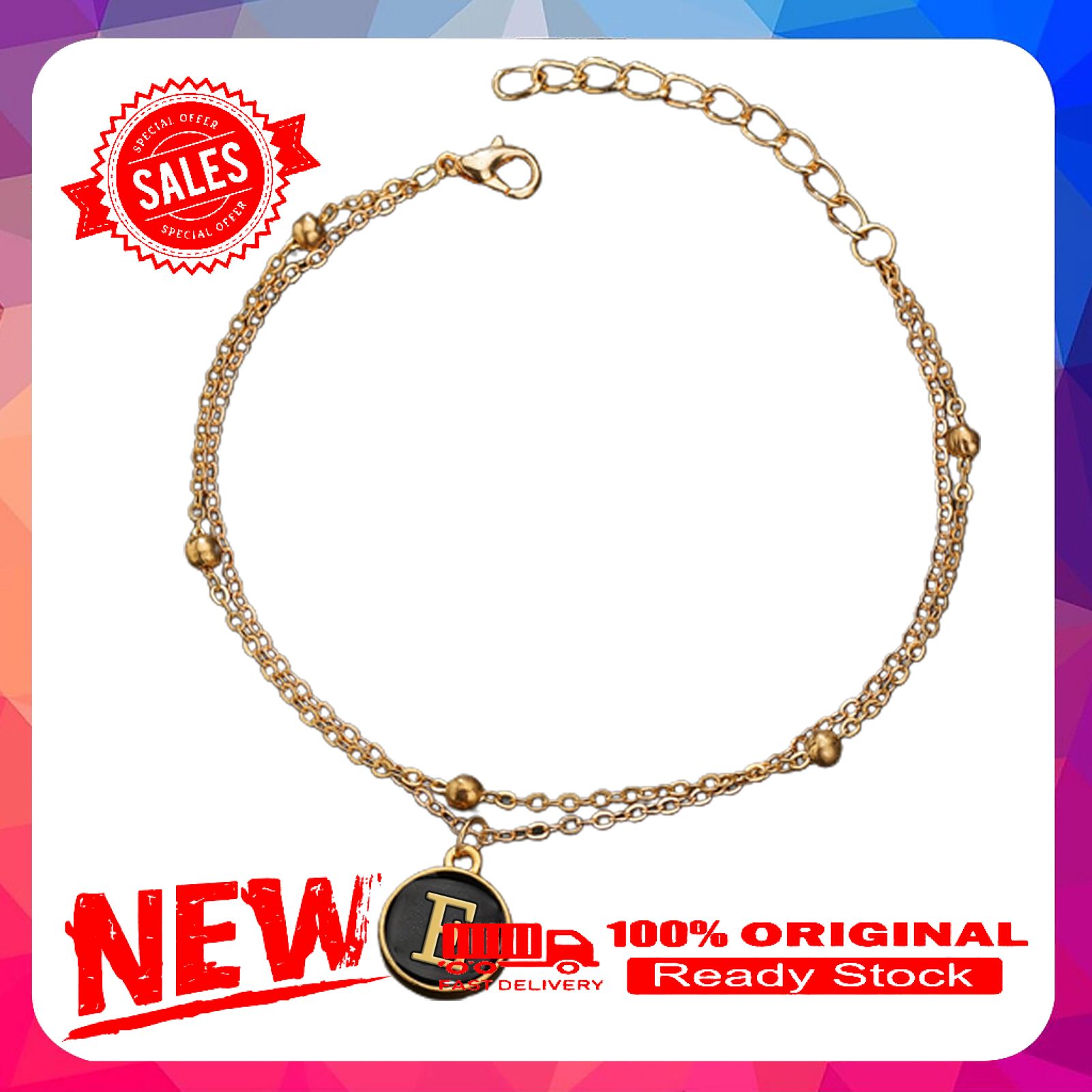 Exquisite Women Double Layer Letter Pendant Chain Bracelet Jewelry Accessory for Daily Life