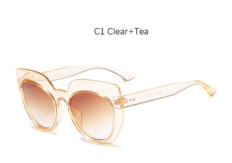 C1 Clear Teawomen's sunglasses 2019 vintage Cat Eye Sunglasses feminine Fashion Luxury Shades UV400 CatEye glasses Big Vintage Brand