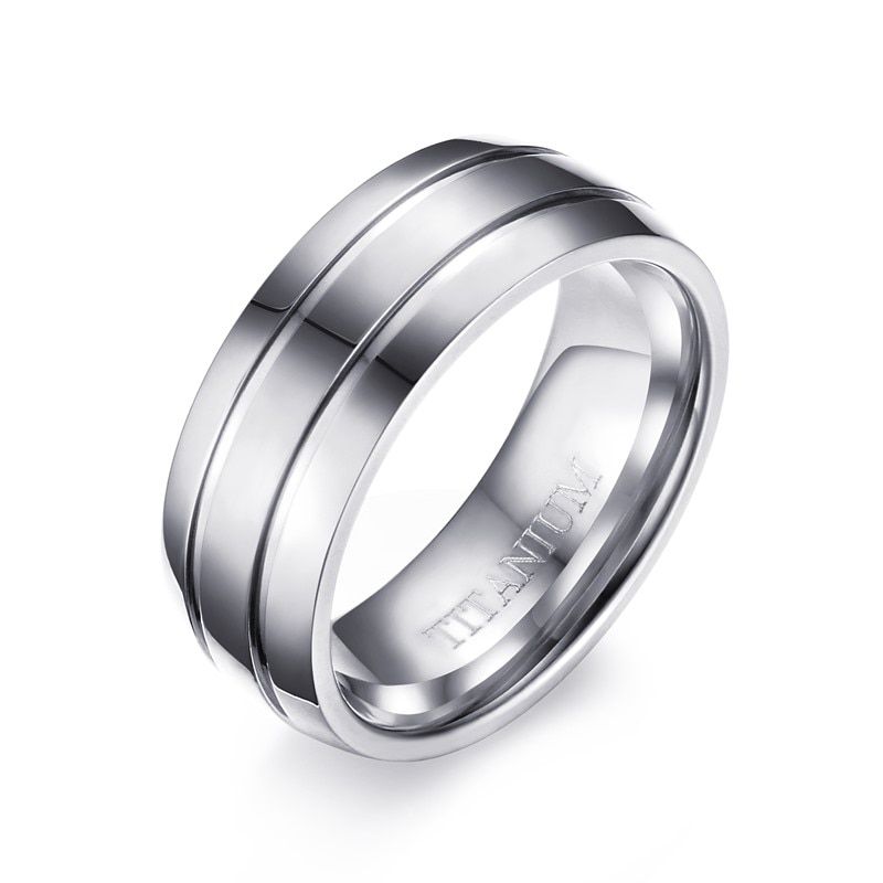 Mens Rings Pure Titanium Wedding Band Ring 3 Grooves Domed color Fashion Jewelry Decoration Accessories anillos