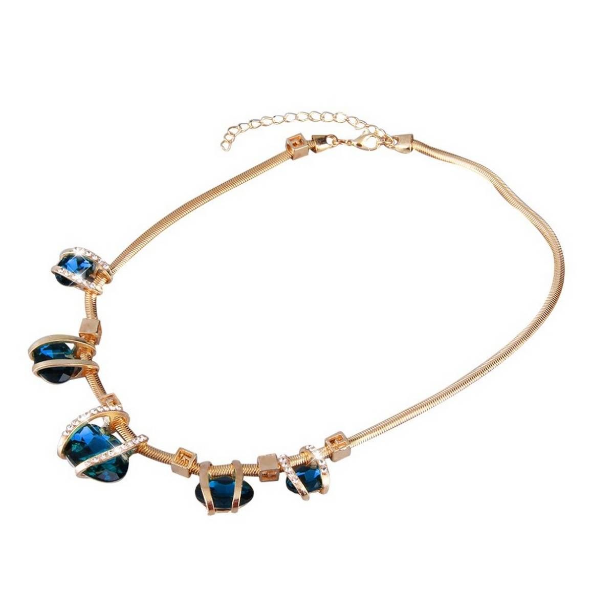 High Fashion Women Elegant Charming Blue/Green Crystal Necklace Accessory
