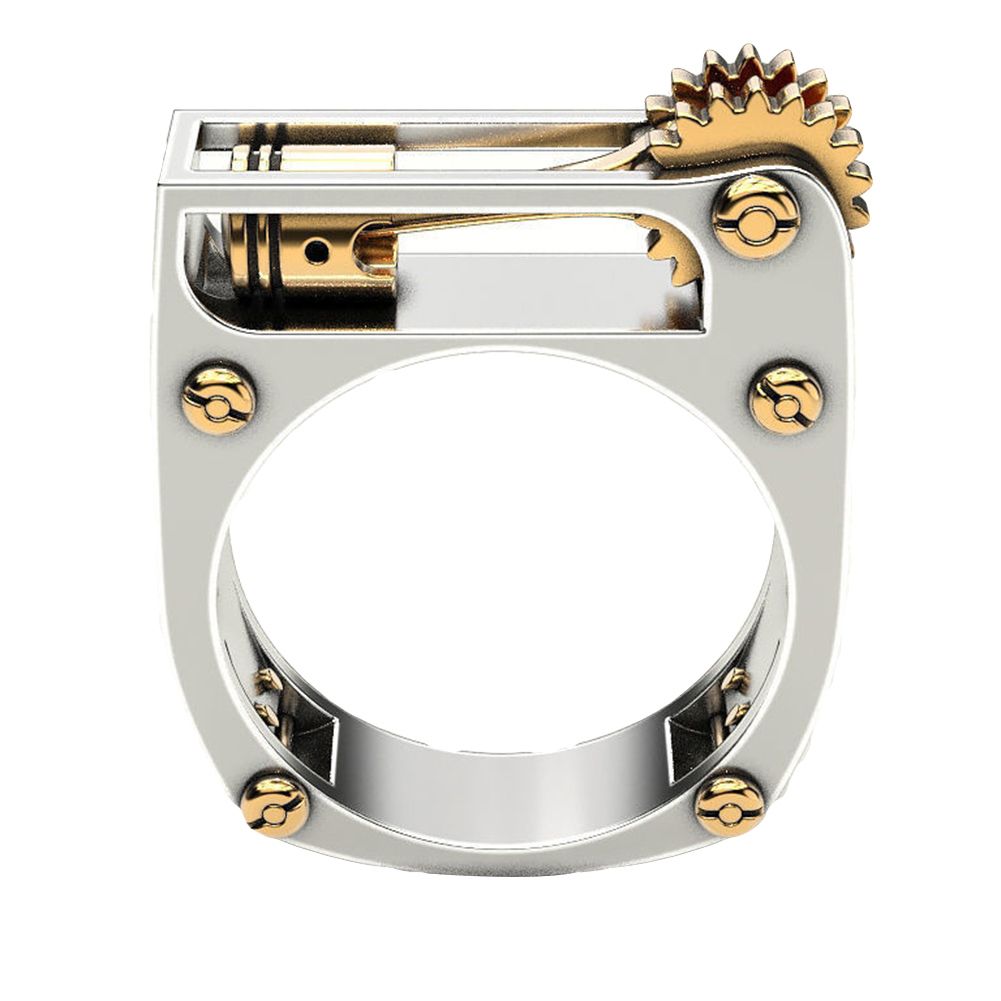 Men Women Mechanical Gear Geometric Band Finger Ring Party Jewelry