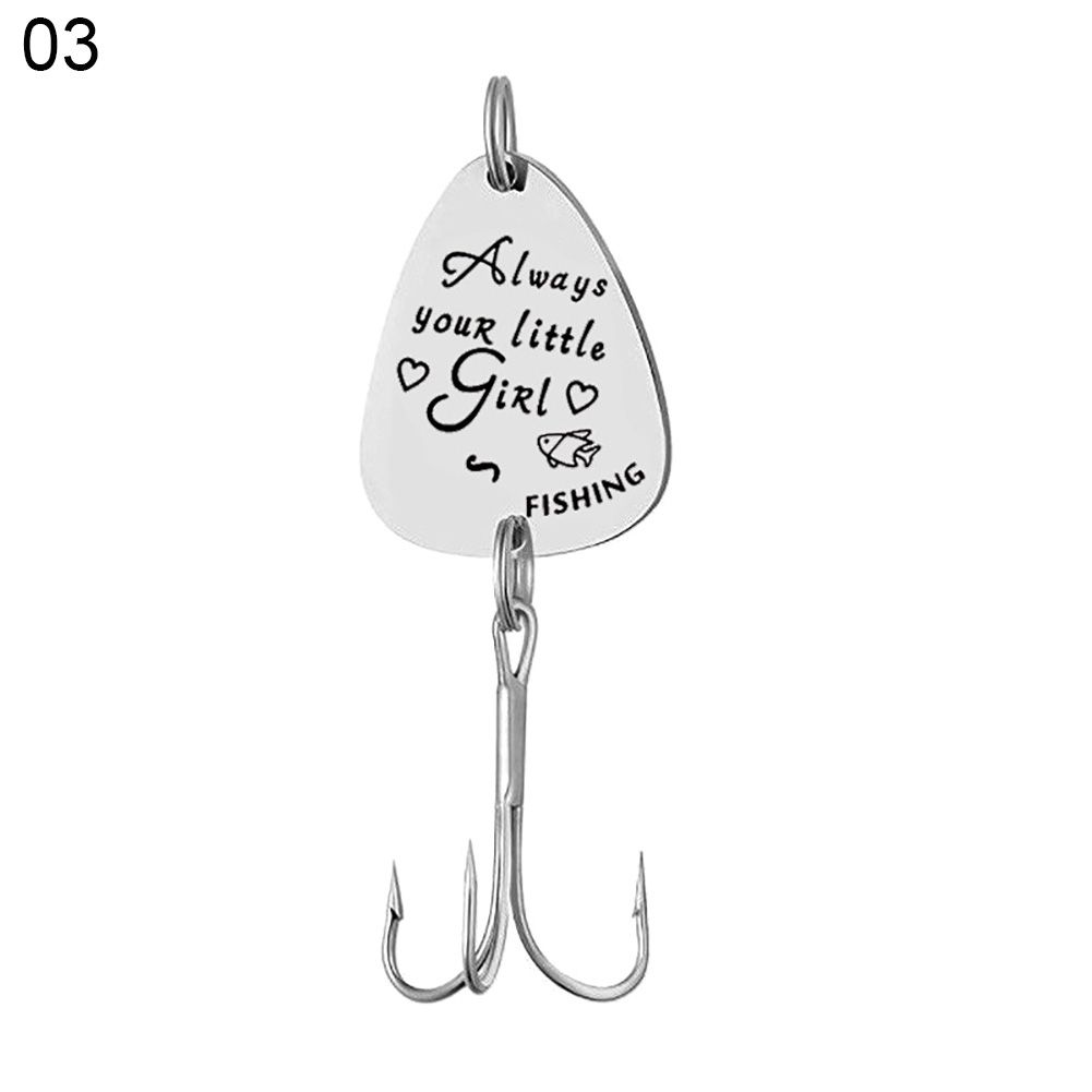 Letters Engraved Fishhook Pendant Key Holder Keyring Keychain Fathers Day Gift