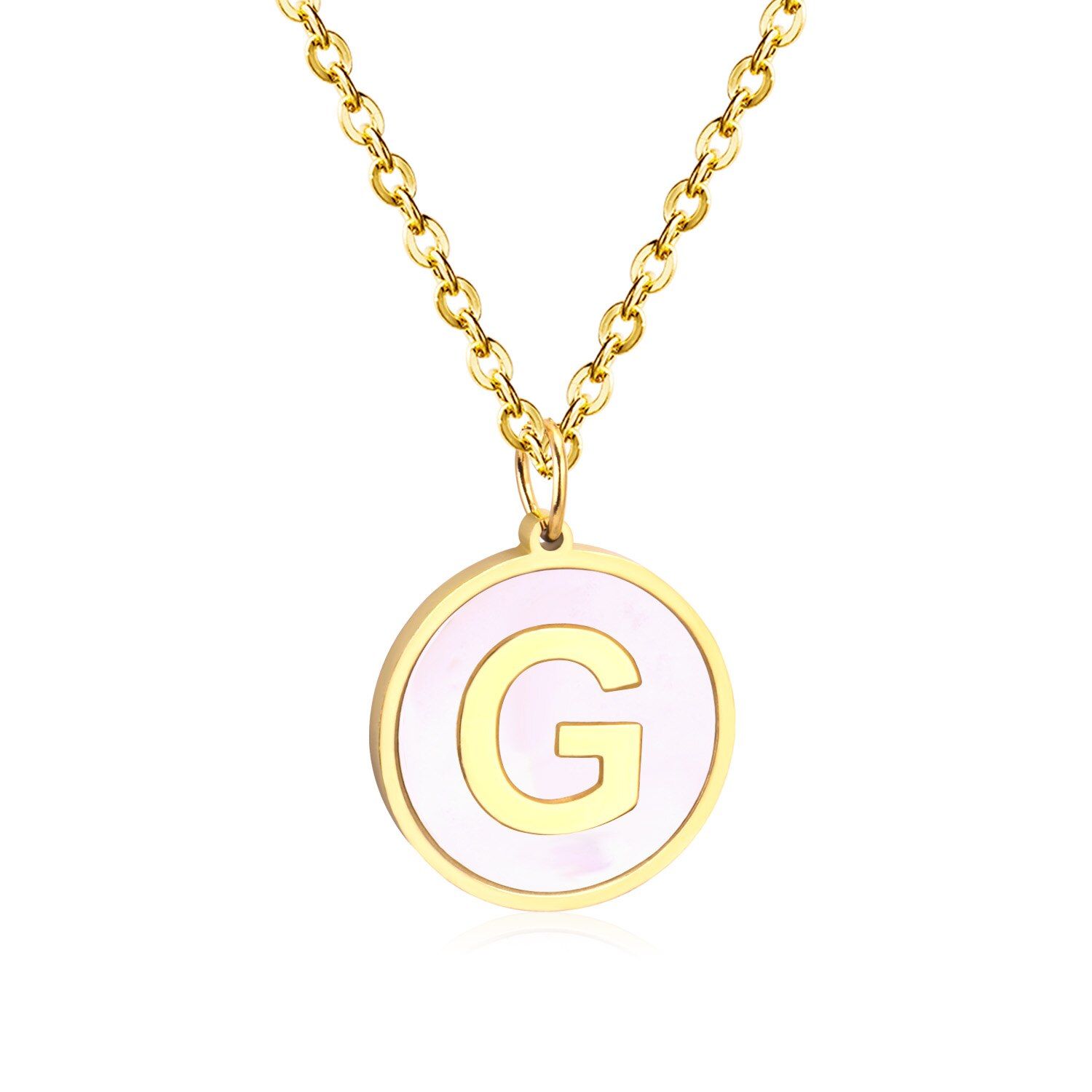 ASONSTEEL Necklaces for Women Initial 26 letter Gold/Silver Color White Shell Pendant Necklaces Alphabet Choker Collars Jewelry