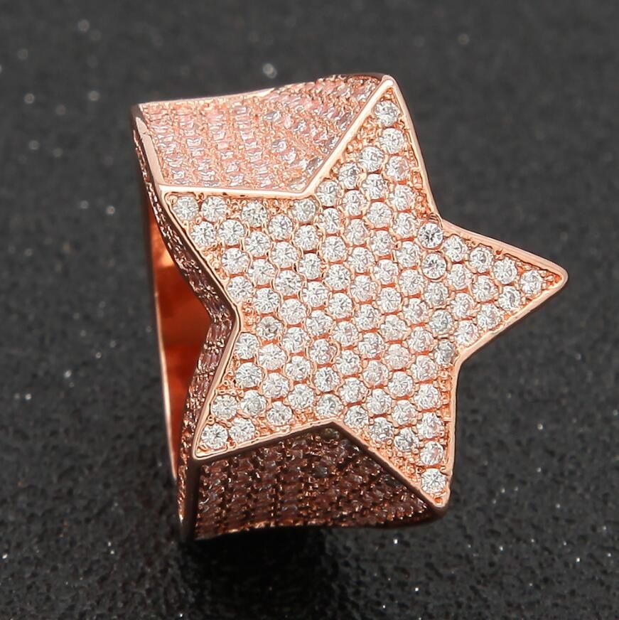 THE BLING KING Fashion Star Rings Gold Silver Color Full Iced Cubic Zirconia Hiphop Ring Jewelry For Men And Women Drop Shipping