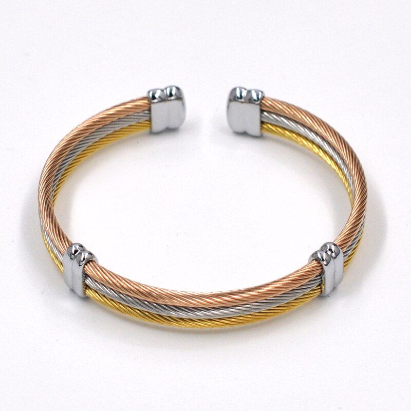 Brand Punk Design Twist Wire Cuff Bracelet For Men Jewelry Stainless Steel Stretch Cable Charm Bangles Men Bijou Accessory Gift