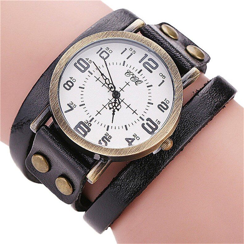 2021  Arrivals CCQ Luxury Brand Vintage Cow Leather Bracelet Watch Men Women Wristwatch Ladies Dress Quartz Watch