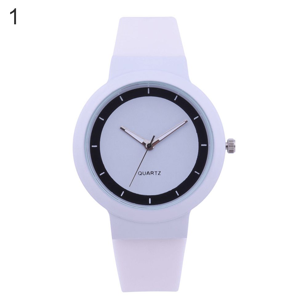 Simple Girls Students Quartz Analog Jelly Wrist Watch Silicone Band Round Dial