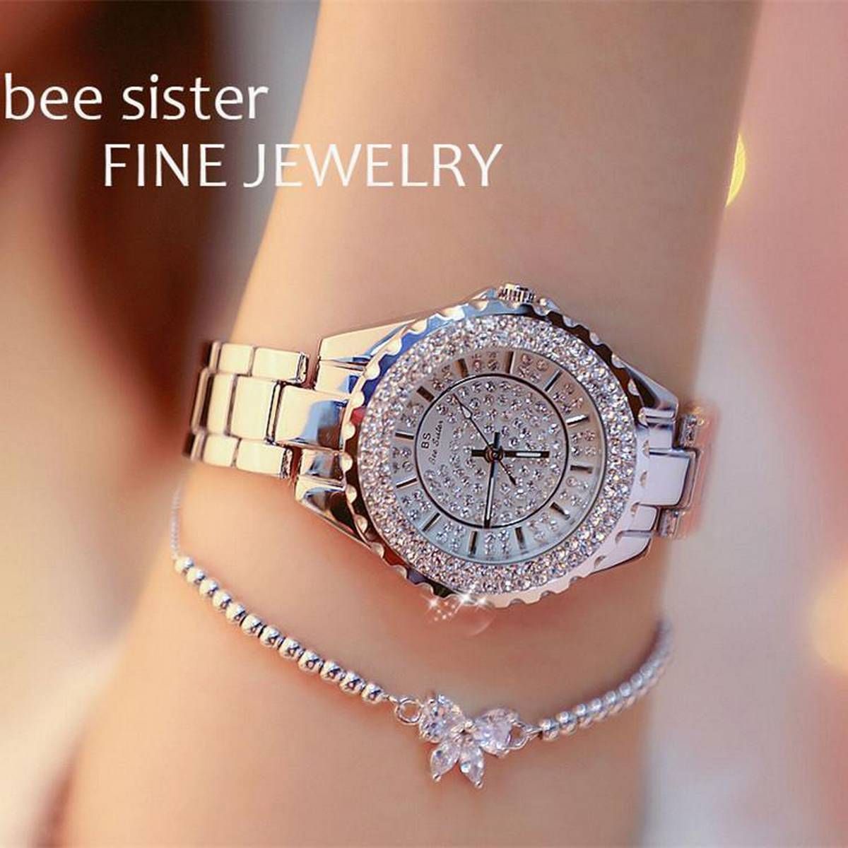 Watch Ladies Watch with Bracelet High-grade Chain Watch Full Diamond Female Watch Birthday Gifts For Friends FA0280 - intl