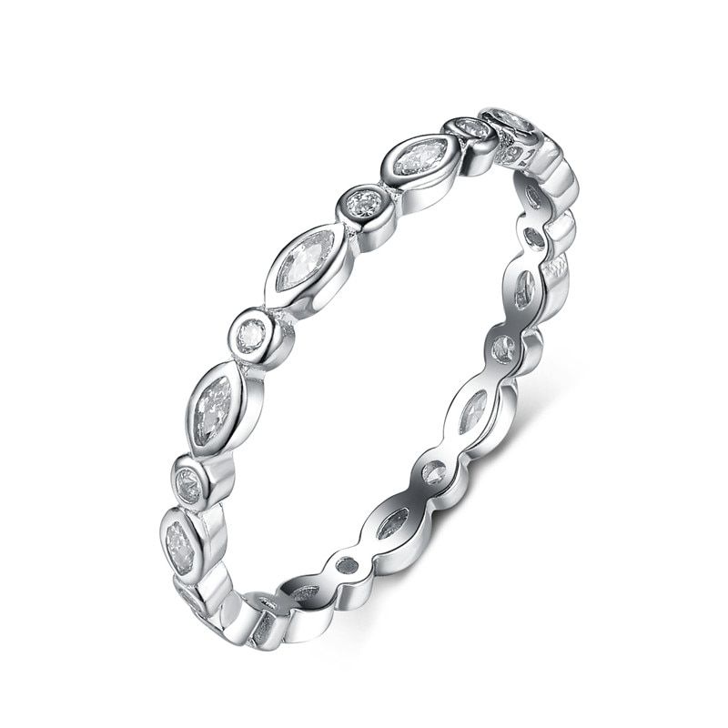 MDEAN White Gold Color Rings for Women Clear AAA Zircon Jewelry Bague Engagement Bijoux Size 6 7 8 9