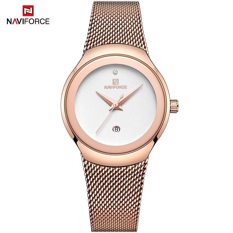 NAVIFORCE Fashion Brand Women Watch Luxury Dress Quartz Watches Ladies Full Steel Mesh Waterproof Wrist Watch Relogio Feminino