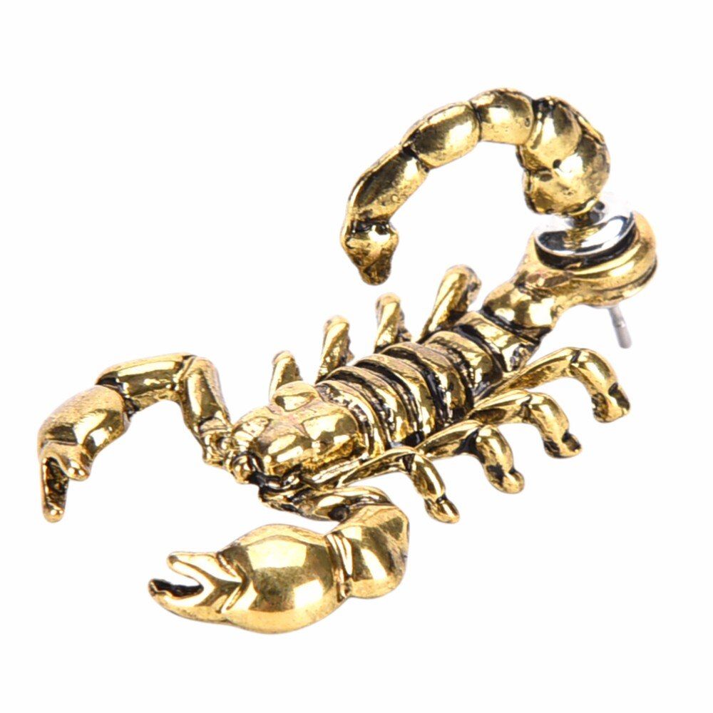 1pc New Fashion Punk Gold Black Silver Color Animal Scorpion Stud Earrings For Women Men Cool brincos Jewelry