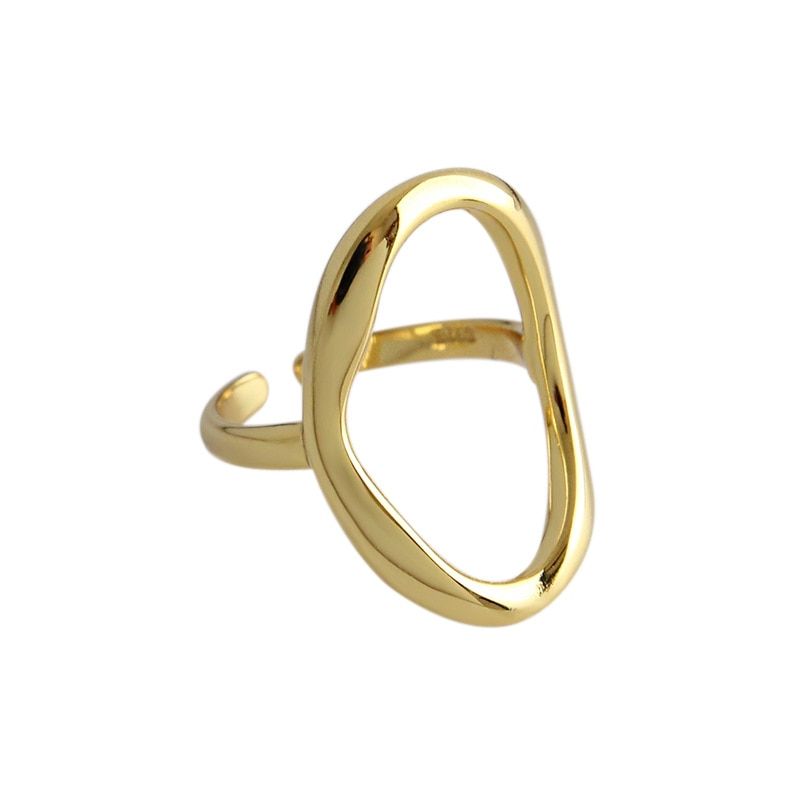 HUANZHI 2020 New Geometric Oval Irregular Curve Glossy Simple Line Personality Adjustable Opening Ring For Women Party Jewelry