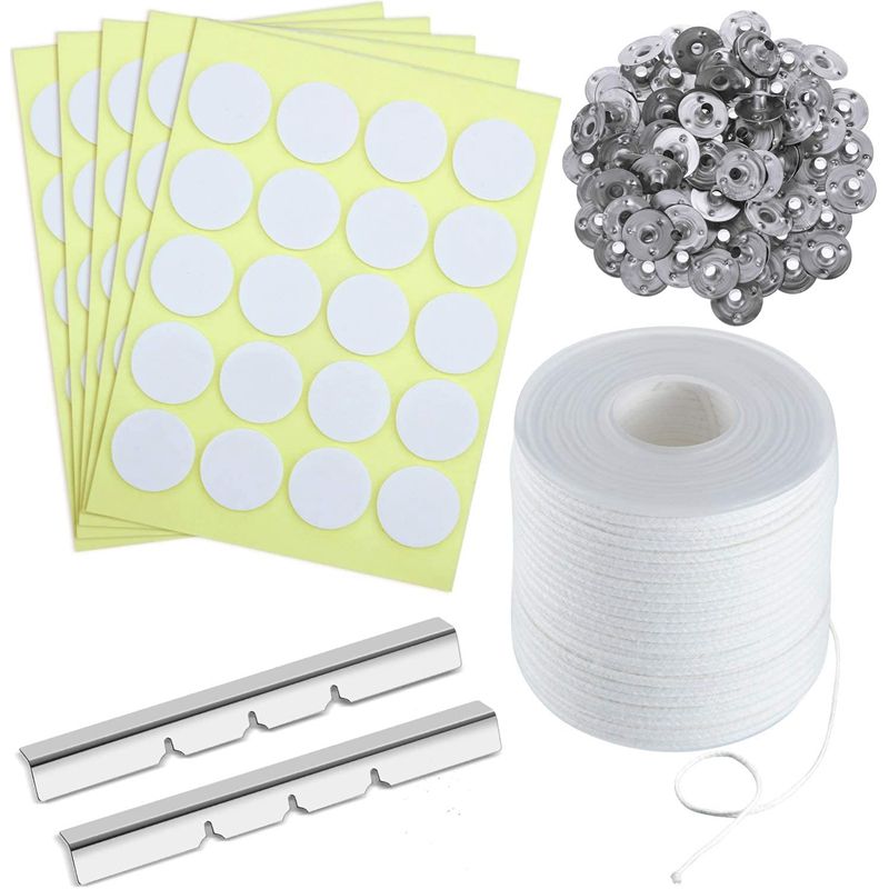 Candle Making Kit Braided Candle Wick,2Pcs Candle Wick Centering Device,100Pcs Candle Wick Stickers,100 Candle Wick Tabs