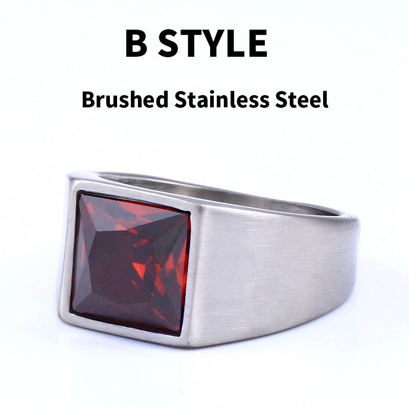 Steel soldier brushed mirror polished ring for stainless steel stone personality fashion cool wedding jewelry
