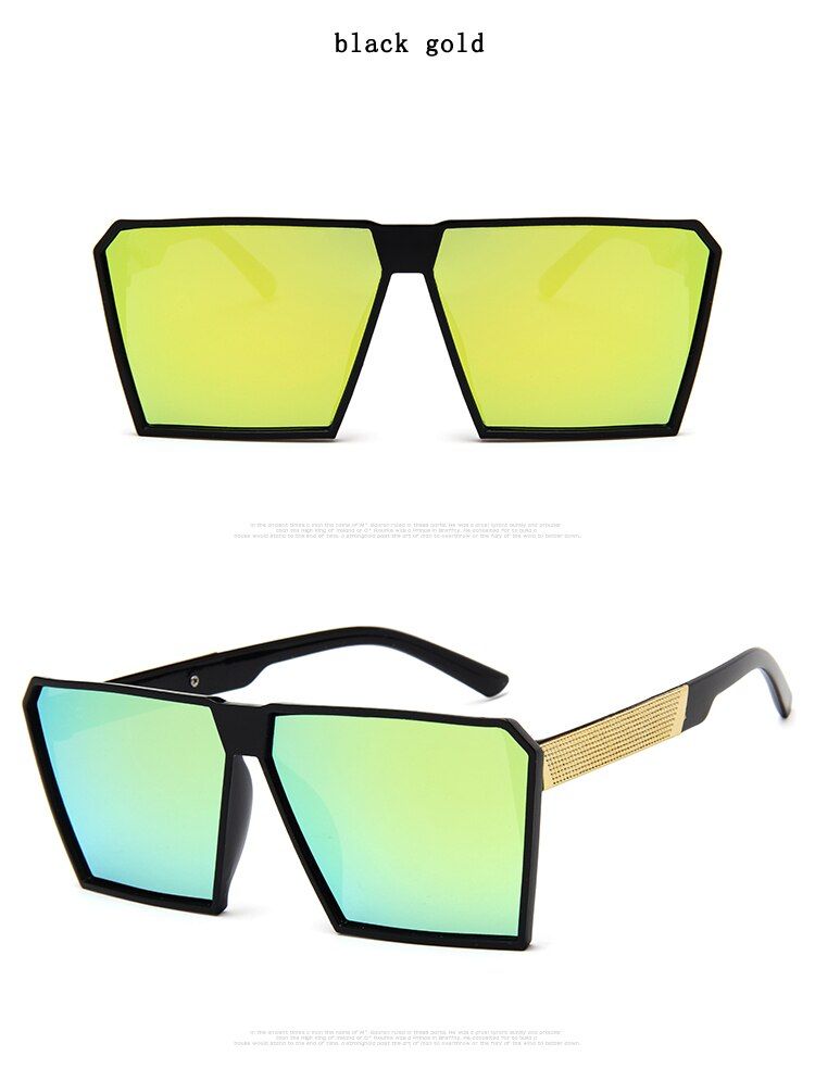 black goldLongKeeper Big Square Sunglasses Women Men Oversized Mirror Fashion Sun Glasses Summer Vintage Eyewear Travel Gafas UV400