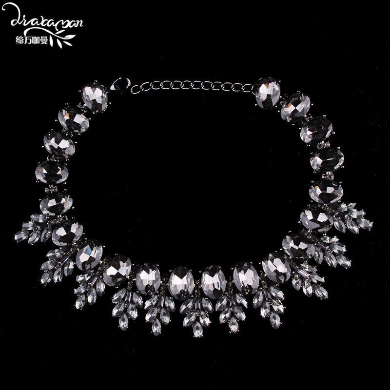 Dvacaman Exaggerated Handmade Statement Choker Necklace Multilayer Crystal Tassel Pendant Necklace Women Collar Jewelry Bijoux