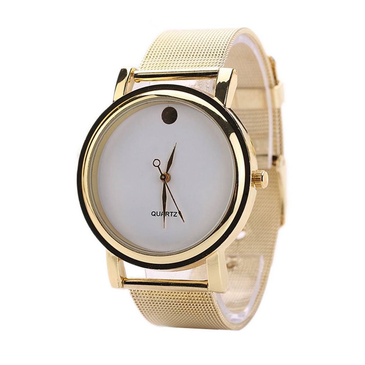 Cyber ​​Fashion Elegant Ladies Round Wrist Watch Stainless Steel Watches (White)