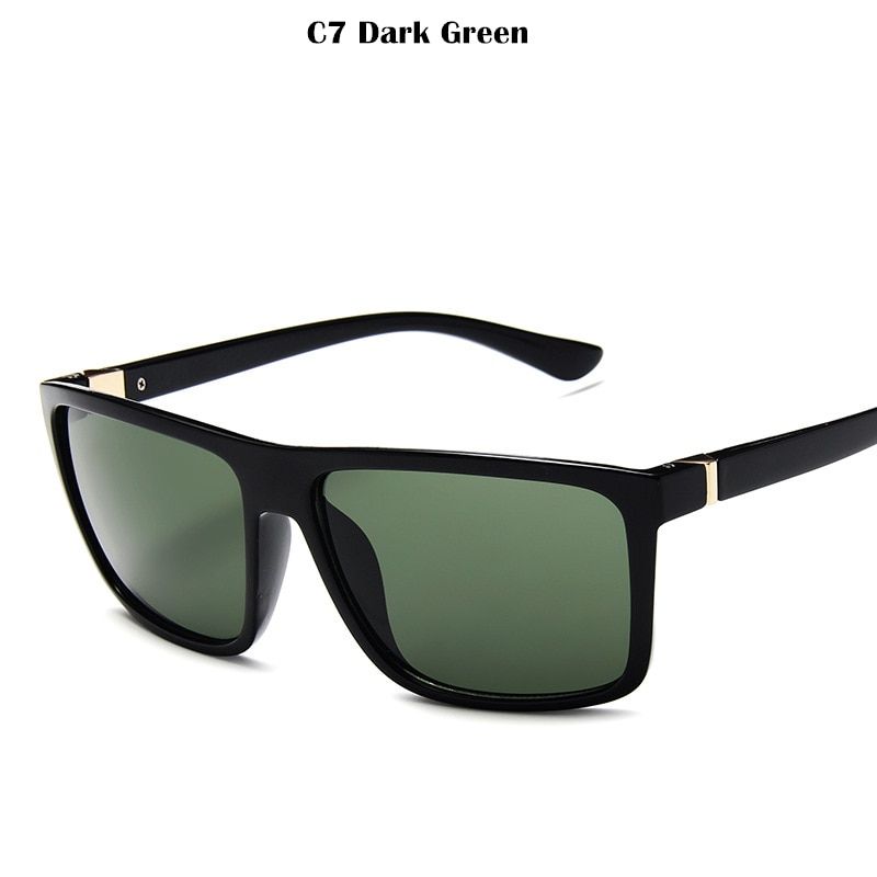 2021 Sunglasses men Classic Square sunglasses  Design UV400 protection Shades oculos de sol hombre glasses Driver-DarkGreen-MULTI